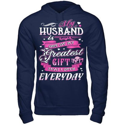 My Husband Is One Of My Greatest Gift T-shirt Gildan - Pullover Hoodie Navy