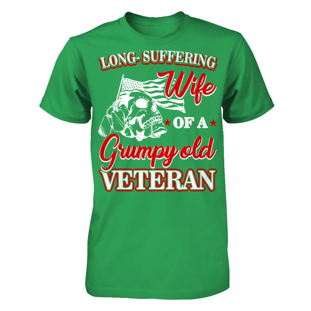Long Suffering Wife Of A Grumpy Old Veteran Next Level - Unisex Fitted Tee Kelly Green