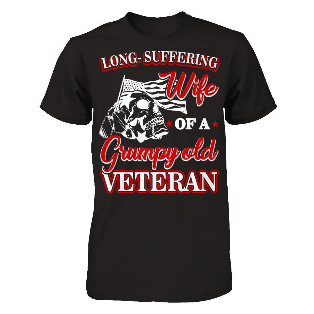 Long Suffering Wife Of A Grumpy Old Veteran Next Level - Unisex Fitted Tee Black