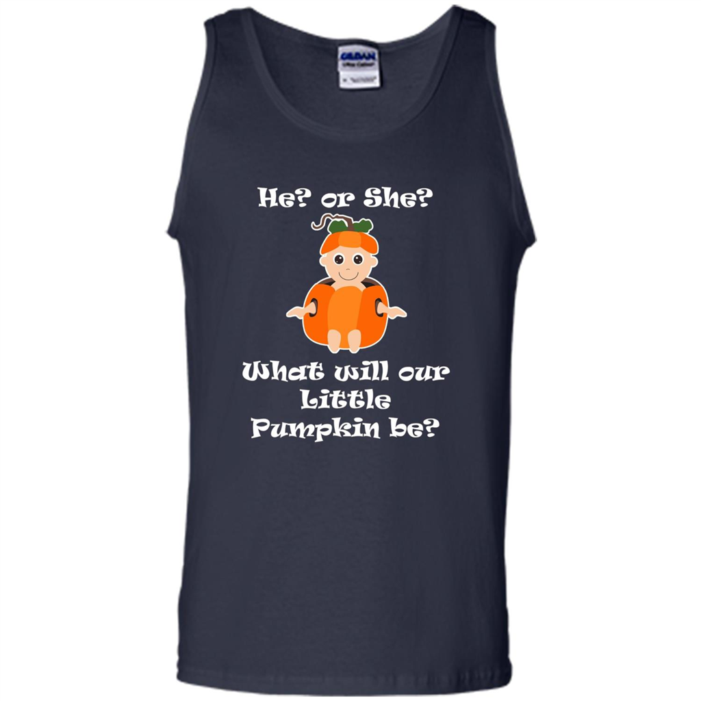 He Or She What Will Little Pumpkin Be Baby Shower T-shirt Navy