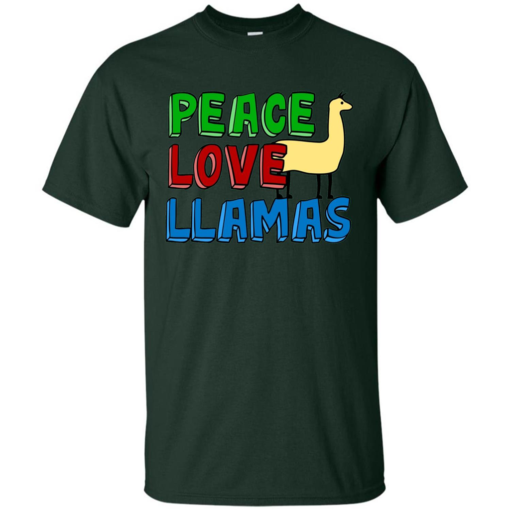 Peace Love Llamas T-shirt Forest Green