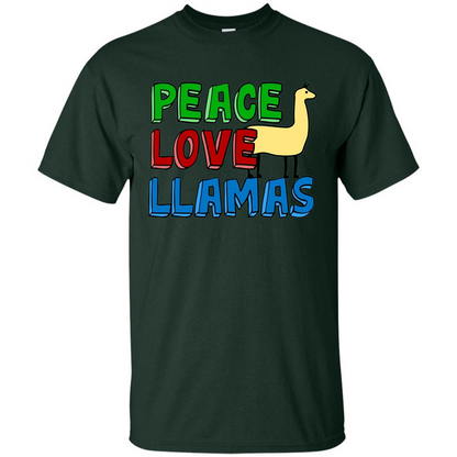 Peace Love Llamas T-shirt Forest Green