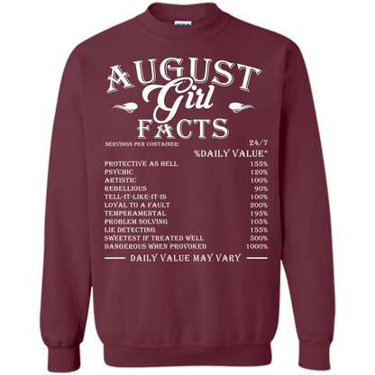 August Girl Facts T-shirt Maroon