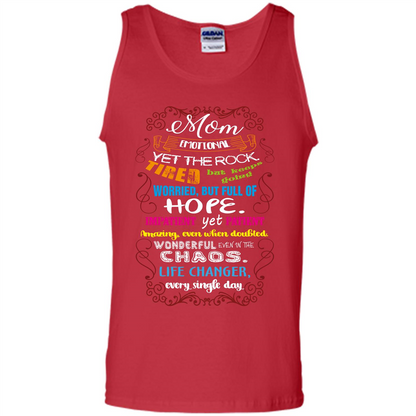 Mommy T-shirt Mom Emotional Yet The Rock Tired Red