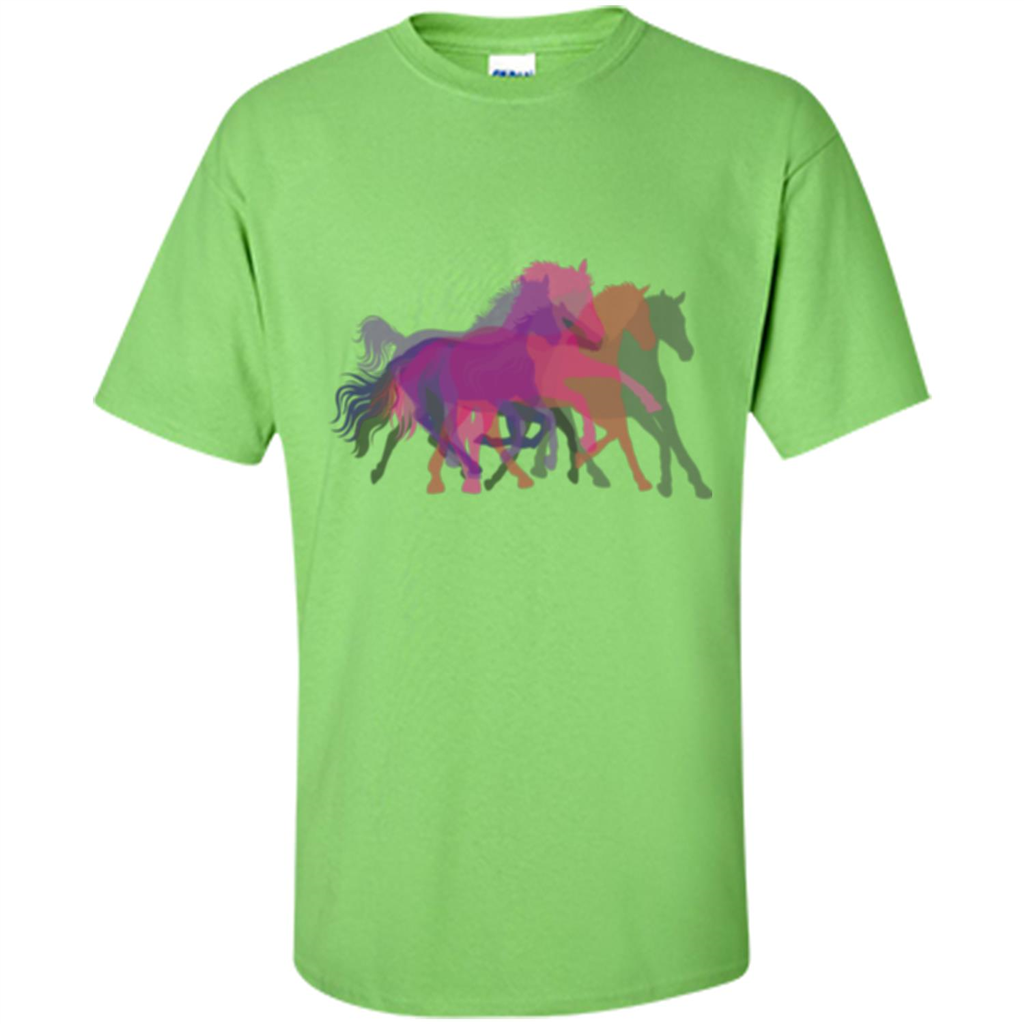 Beautiful Shadow Horses T-shirt Lime