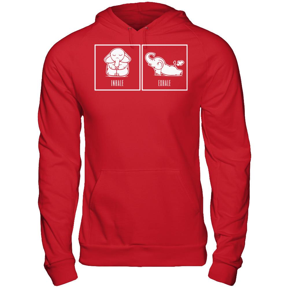 Elephant Inhale - Exhale T-shirt Gildan - Pullover Hoodie Red