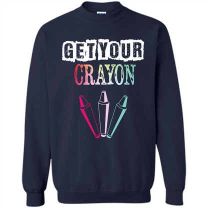 Teacher Lover T-shirt Get Your Crayon Navy