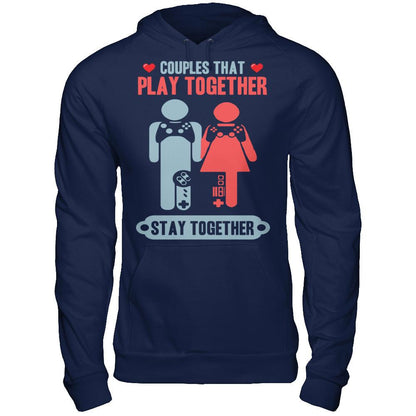 Gamers - Couples That Play Together Stay Together T-shirt Gildan - Pullover Hoodie Navy