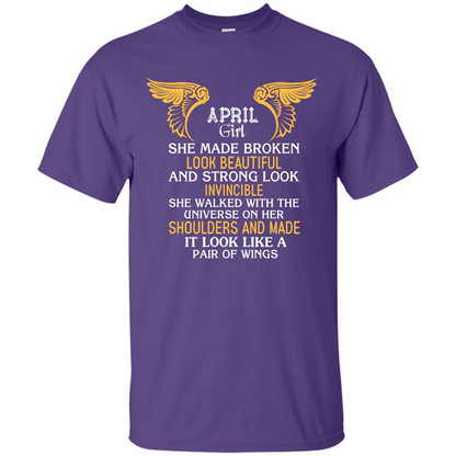 April Girl She Made Broken Look Beautiful T-shirt Purple