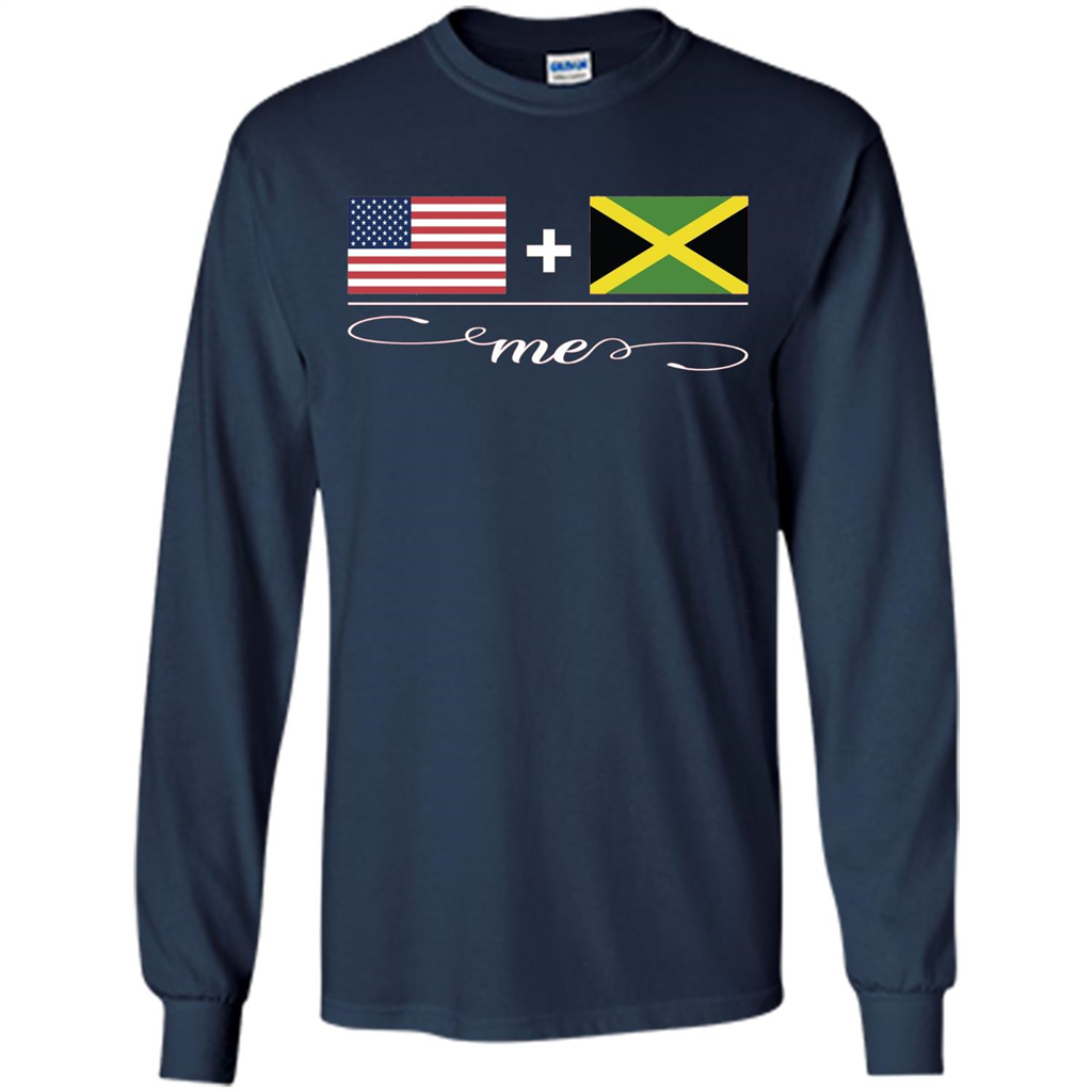 American + Jamaican = Me USA and Jamaica Flags T-shirt Navy