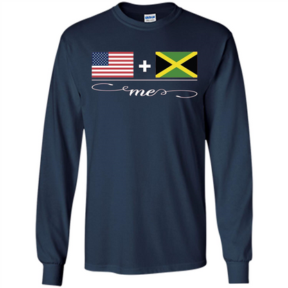 American + Jamaican = Me USA and Jamaica Flags T-shirt Navy