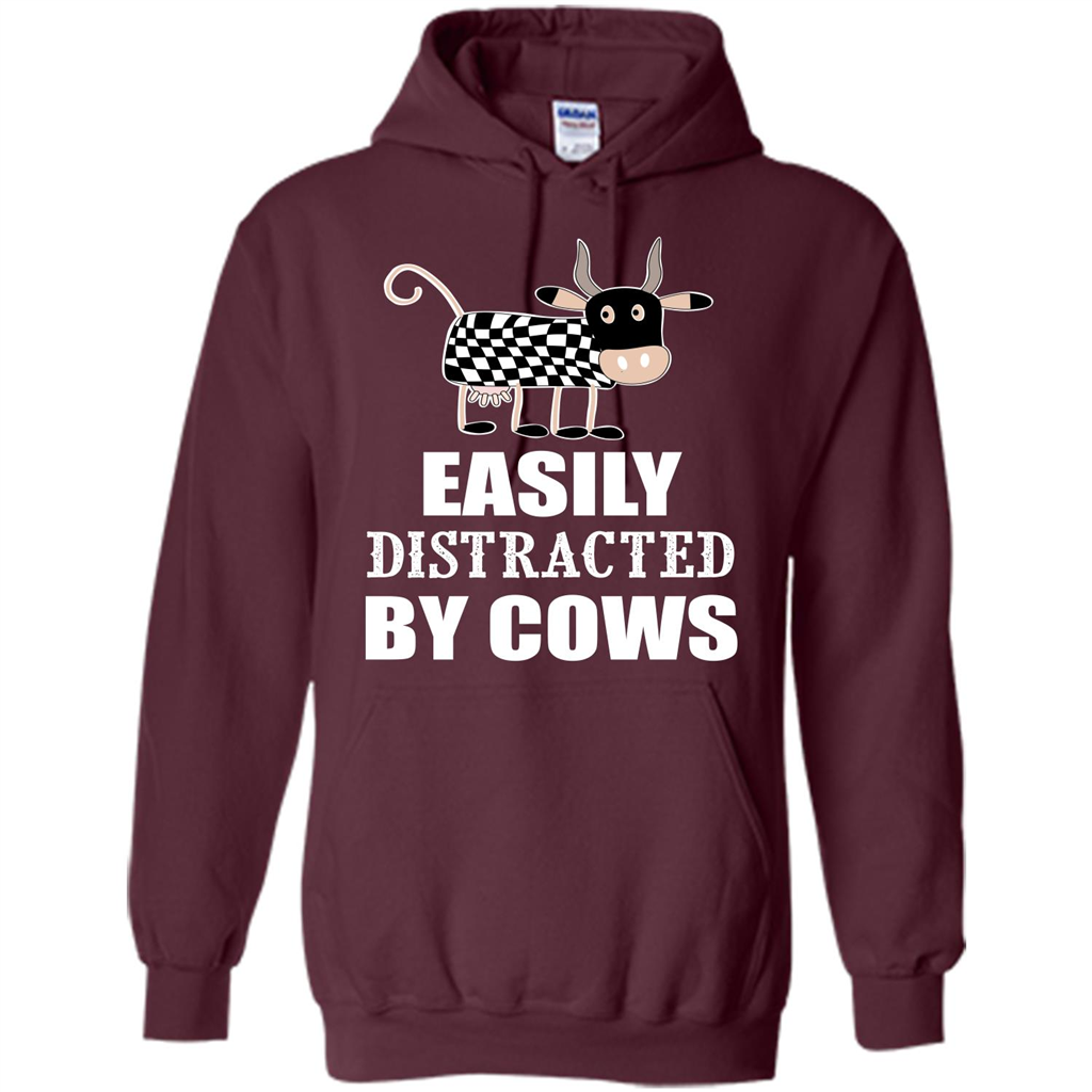 Cow T-shirt Easily Distracted By Cows T-shirt Maroon