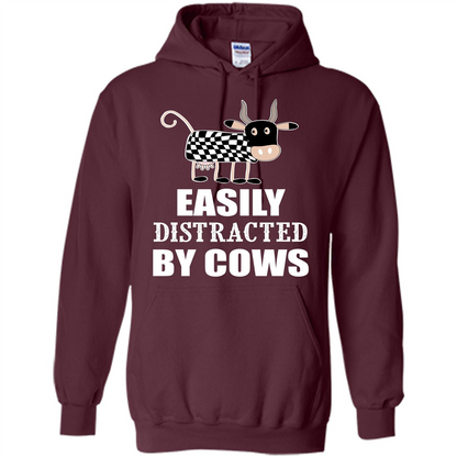 Cow T-shirt Easily Distracted By Cows T-shirt Maroon