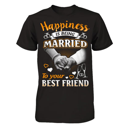Happiness Is Being Married To Your Best Friend T-shirt Next Level - Unisex Fitted Tee Black