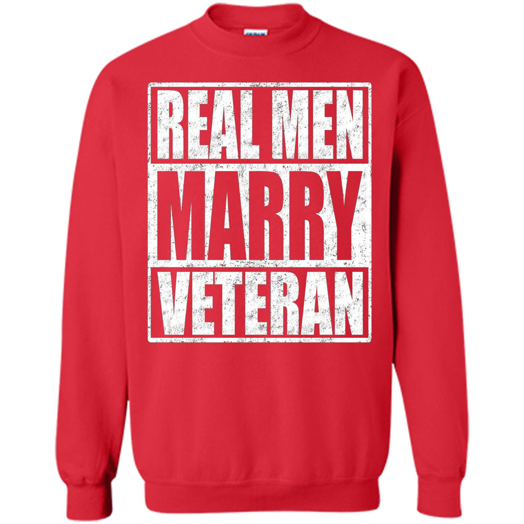 Real Men Marry Veteran T-shirt Veteran's Husband Red