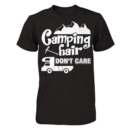 Camping Hair Don't Care T-shirt Gildan - Short Sleeve Tee Black
