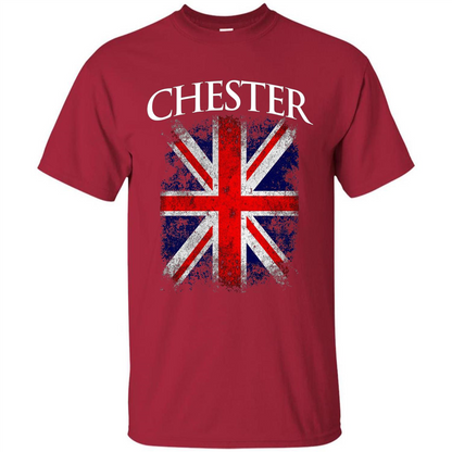 Chester England British Flag T-shirt Cardinal