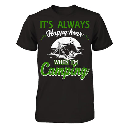 It's Always Happy Hour When I'm Camping Gildan - Short Sleeve Tee Black