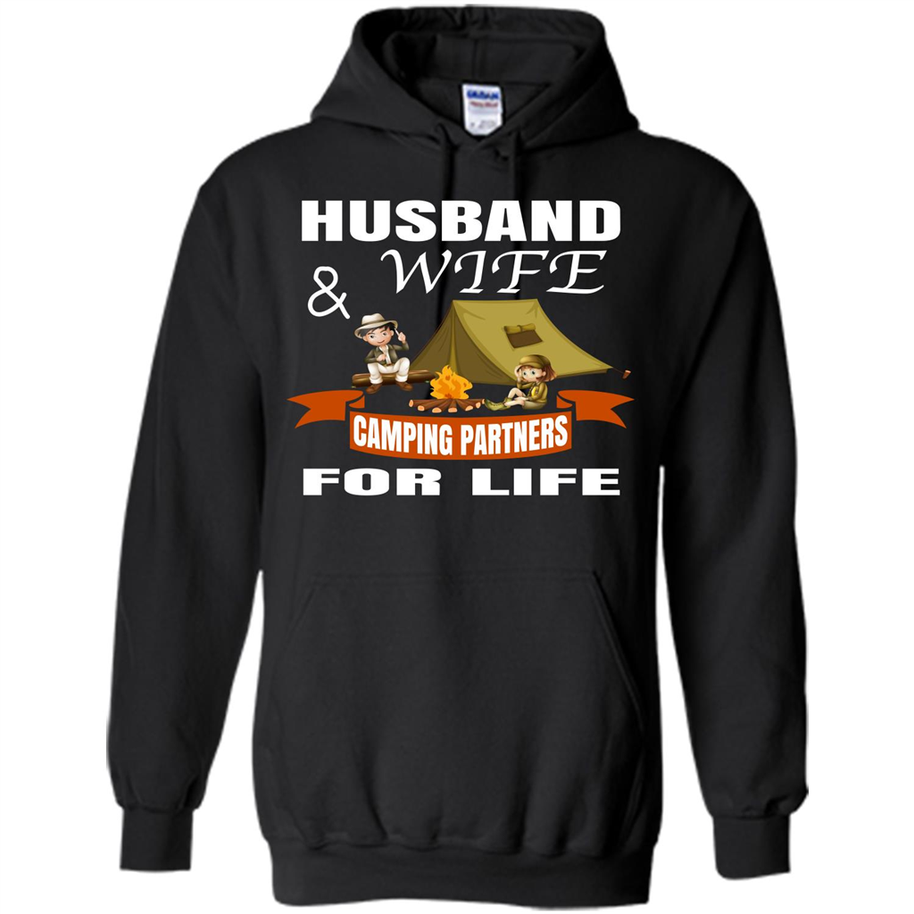 Camping Family T-shirt Husband And Wife Camping Partners For LIfe Black