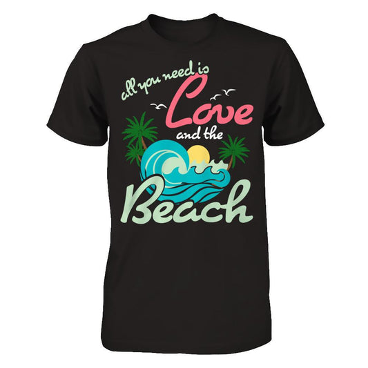 All You Need Is Love And The Beach T-shirt Gildan - Short Sleeve Tee Black