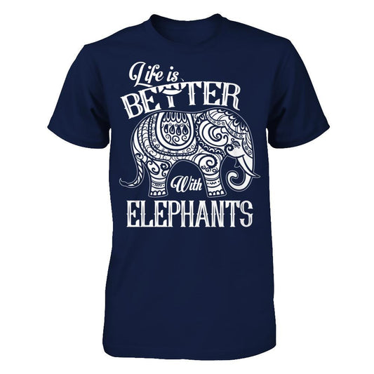 Life Is Better With Elephants Gildan - Short Sleeve Tee Navy