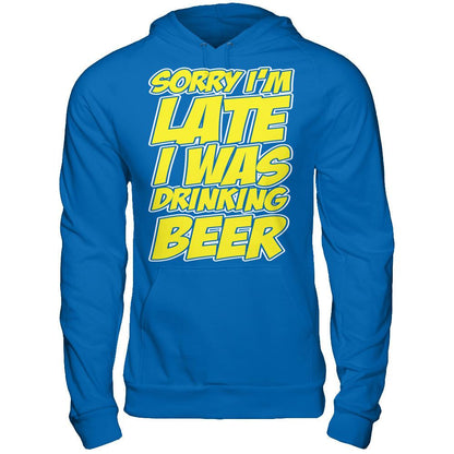Sorry I'm Late, I Was Drinking Beer Gildan - Pullover Hoodie Royal
