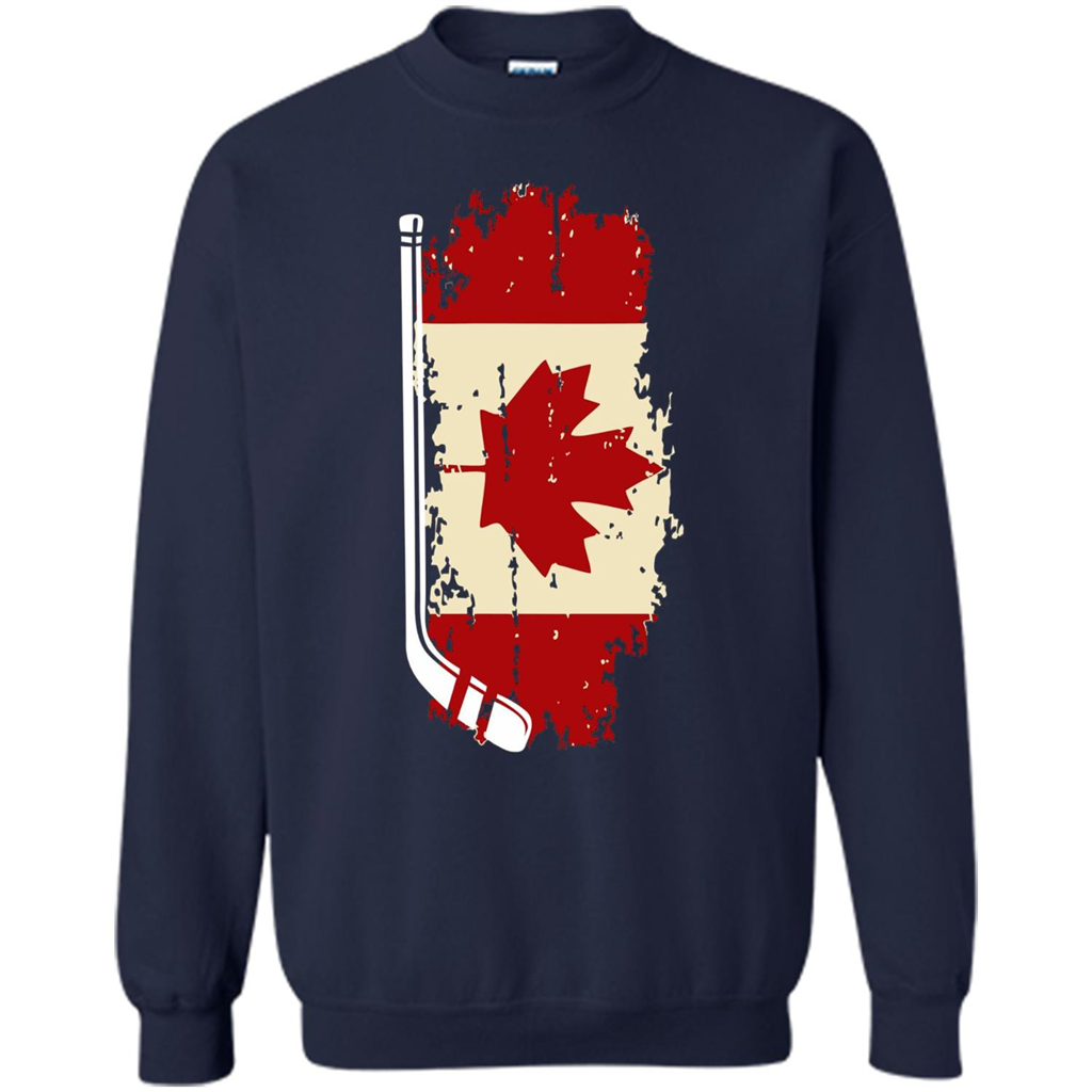 Canada Hockey Funny T-Shirt Canada Hockey Flag T-shirt Navy