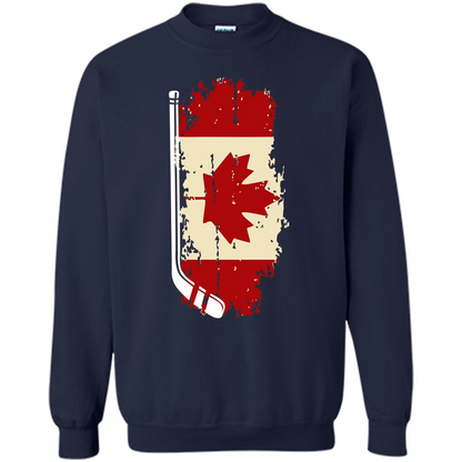 Canada Hockey Funny T-Shirt Canada Hockey Flag T-shirt Navy