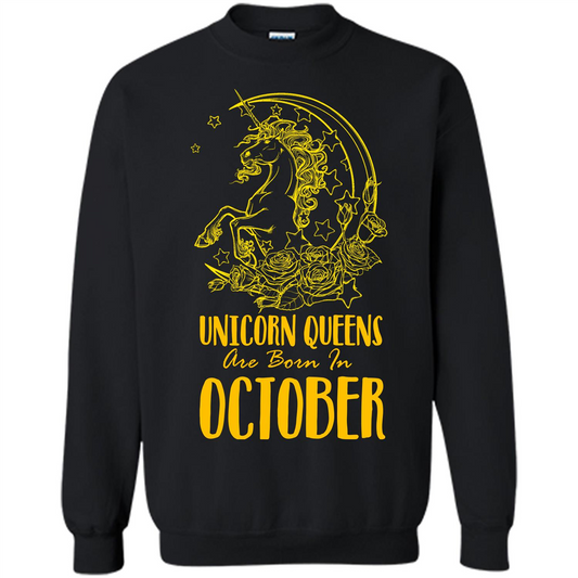 October Unicorn T-shirt Unicorn Queens Are Born In October Black