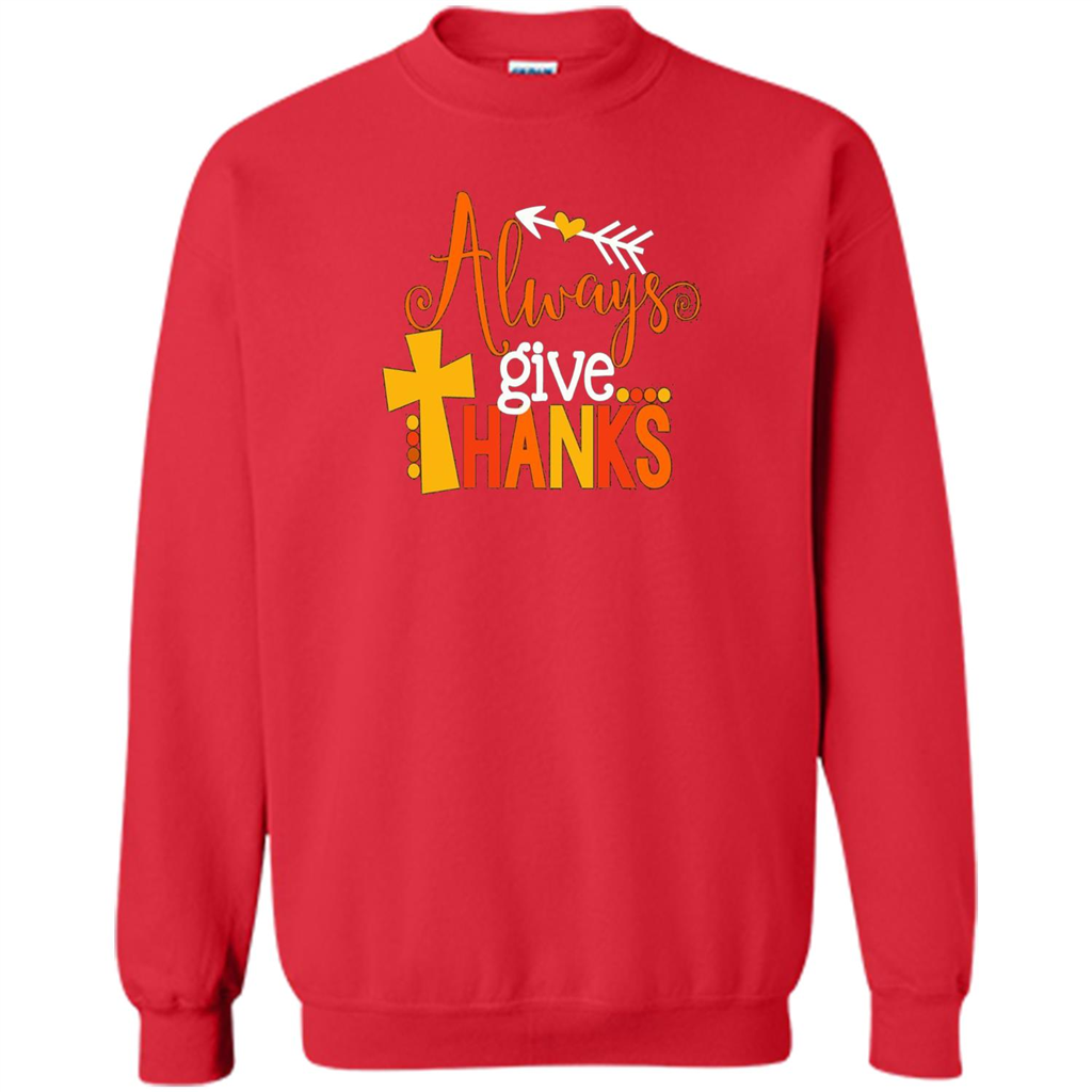 Cute Kids Thanksgiving Shirt - Always Give Thanks T-Shirt Red