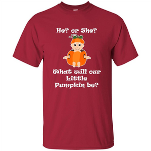 He Or She What Will Little Pumpkin Be Baby Shower T-shirt