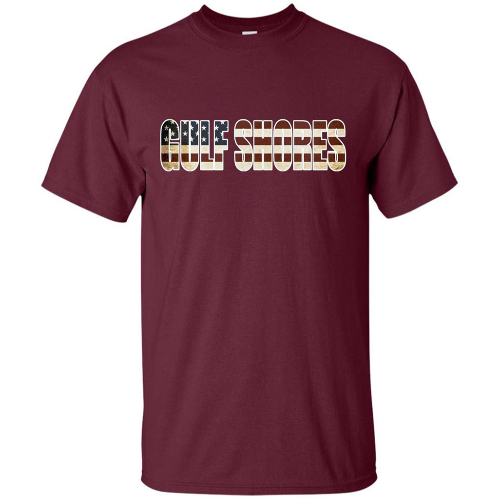 American T-shirt Straight Outta Gulf Shores US Flag Patriotic T-shirt Maroon
