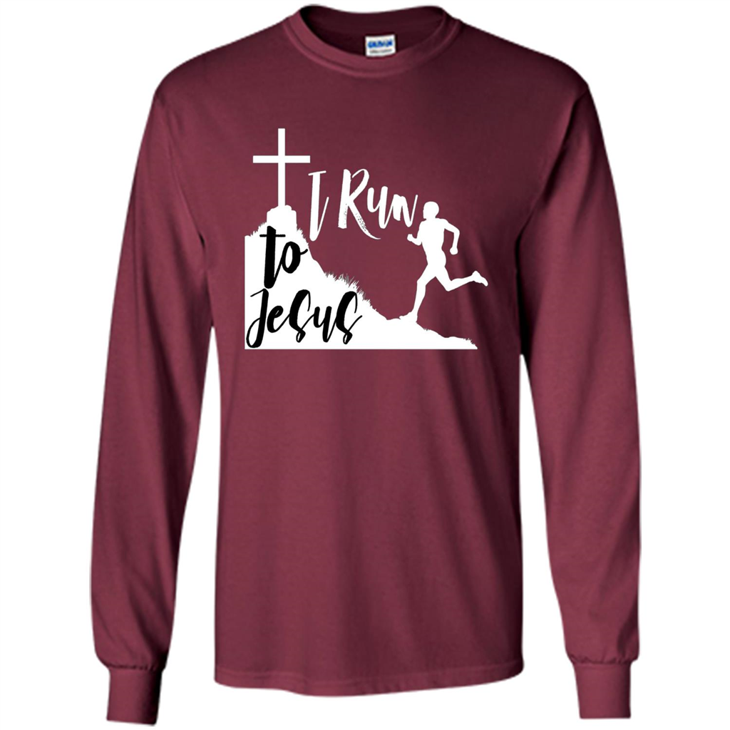 Christian T-shirt I Run To Jesus Maroon