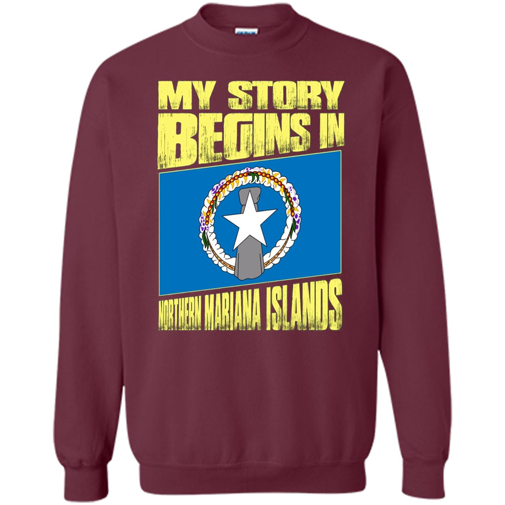 Story Begins In Northern Mariana Islands T-Shirt Maroon