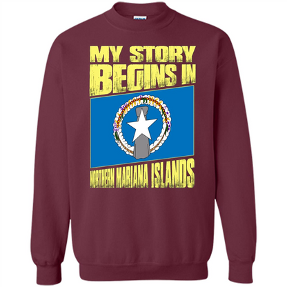 Story Begins In Northern Mariana Islands T-Shirt Maroon