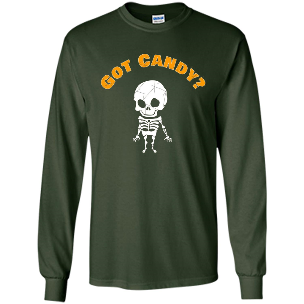 Cute Skeleton Asking For Candy Halloween T-shirt Forest Green