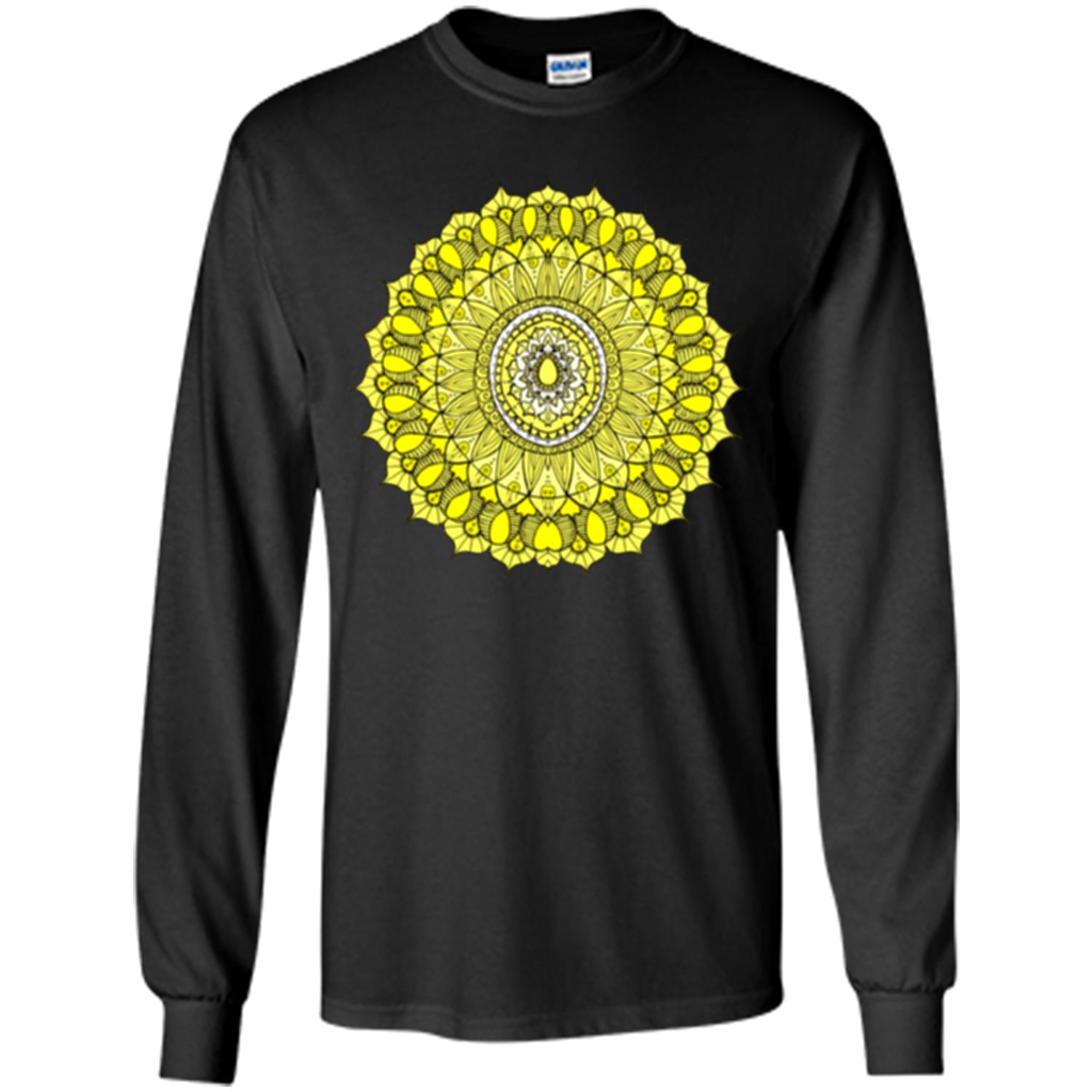 Yellow Sunshine Mandala T-shirt Black