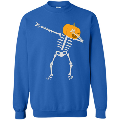 Dabbing Skeleton T-shirt Pumpkin Funny Halloween T-shirt Royal
