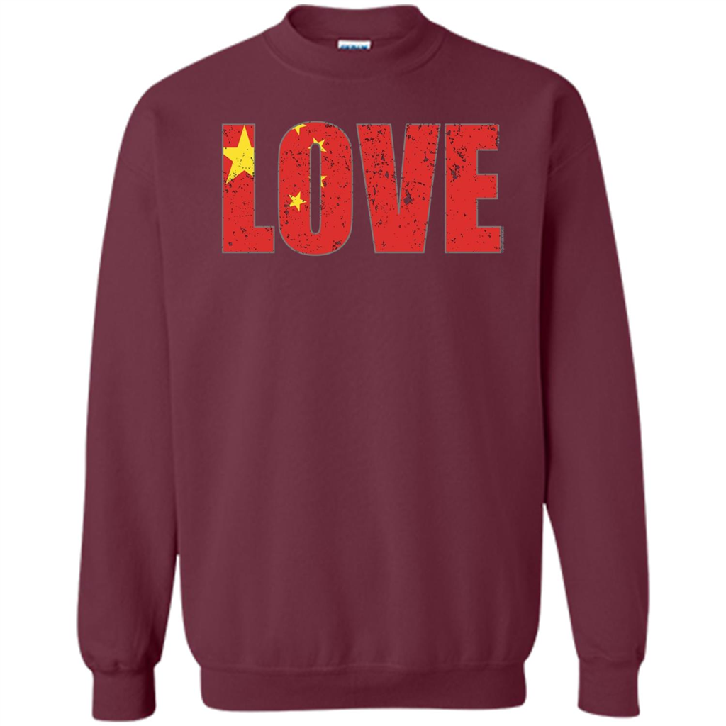 I Love China Flag T-shirt Maroon