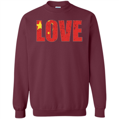 I Love China Flag T-shirt Maroon