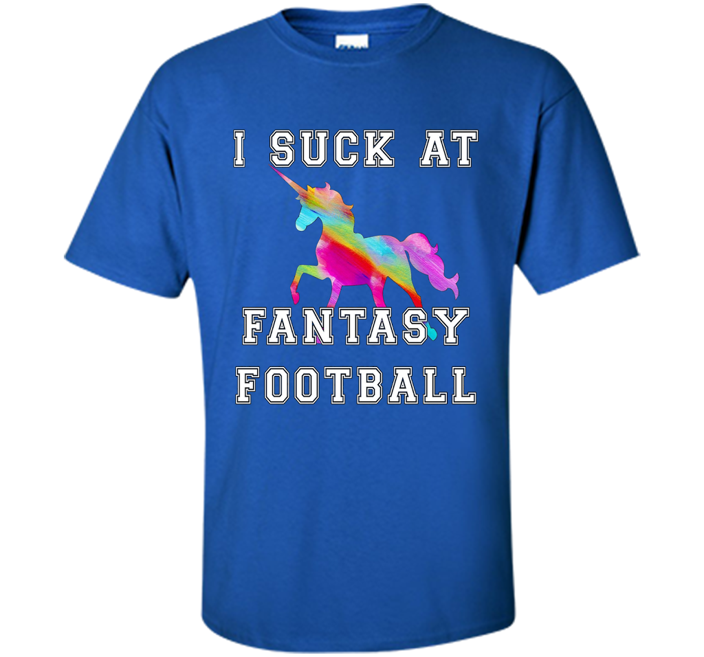 I Suck At Fantasy Football T-Shirt Funny Draft Party Unicorn shirt Royal