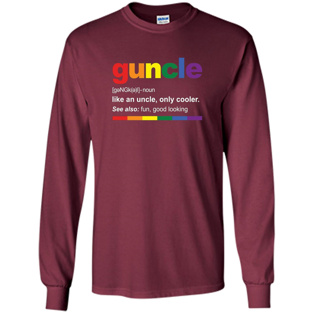 Mens Rainbow Guncle Definition T-Shirt Funny Gift For Gay Uncle Maroon