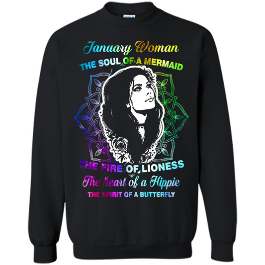 January Woman T-shirt The Heart Of A Hippie Black