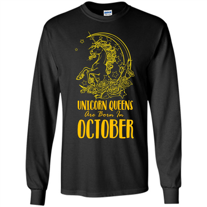 October Unicorn T-shirt Unicorn Queens Are Born In October Black