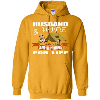Camping Family T-shirt Husband And Wife Camping Partners For LIfe Gold