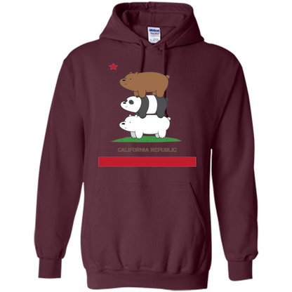 CN We Bare Bears California Flag Stack T-shirt Maroon