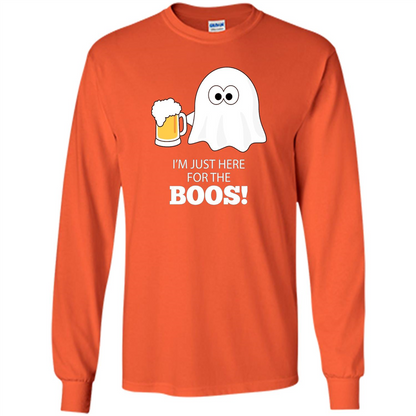 Halloween Drinking T-shirt I'm Just Here For The Boos Orange