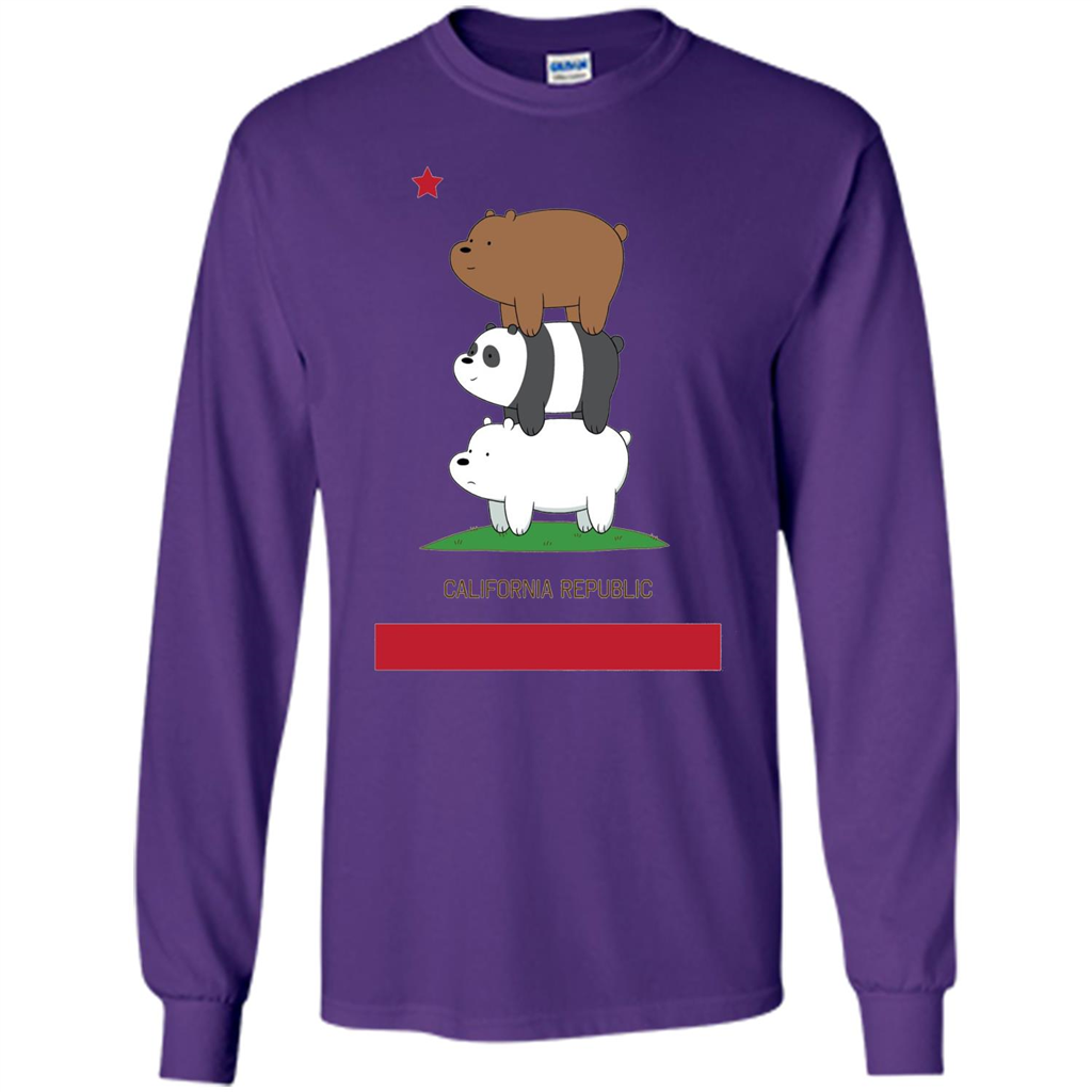 CN We Bare Bears California Flag Stack T-shirt Purple