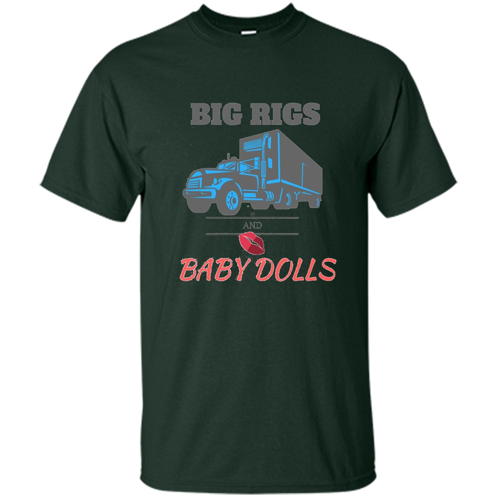 Trucker T-shirt Big Rigs And Baby Dolls Forest Green