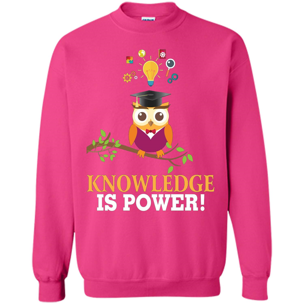 Knowledge is Power T-Shirt Cute Owl Teacher Student T-shirt Heliconia